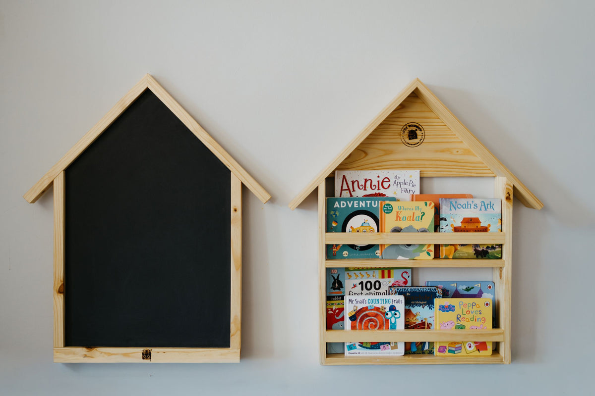 House Book shelf and Chalk board combo
